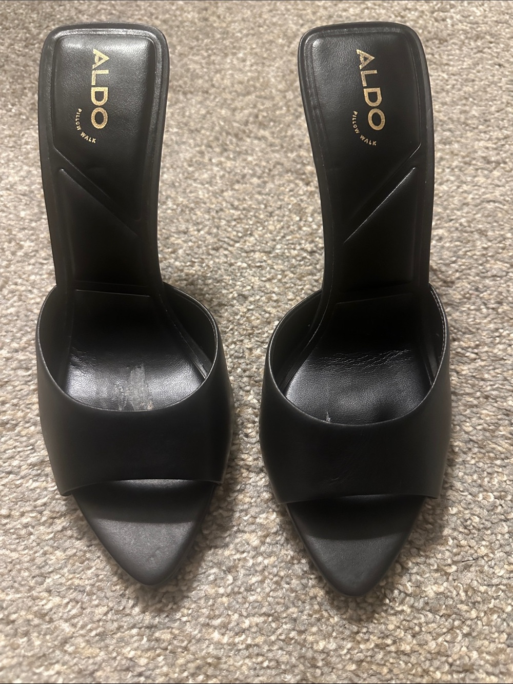 ALDO Black Pointed-Toe Slide Heeled Mules